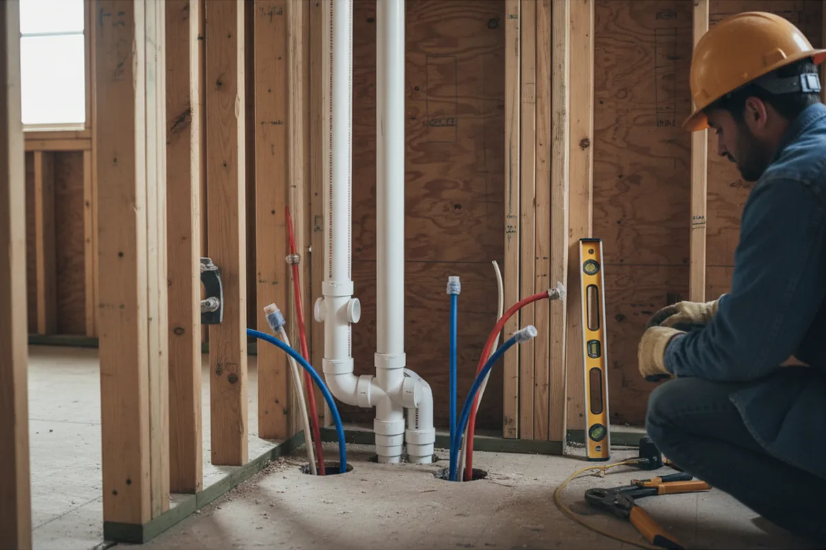 Drain and supply rough-in during Drain Cleaning in Castalia