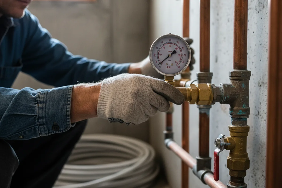 Pressure testing a repaired line during Water Line Repair in Castalia